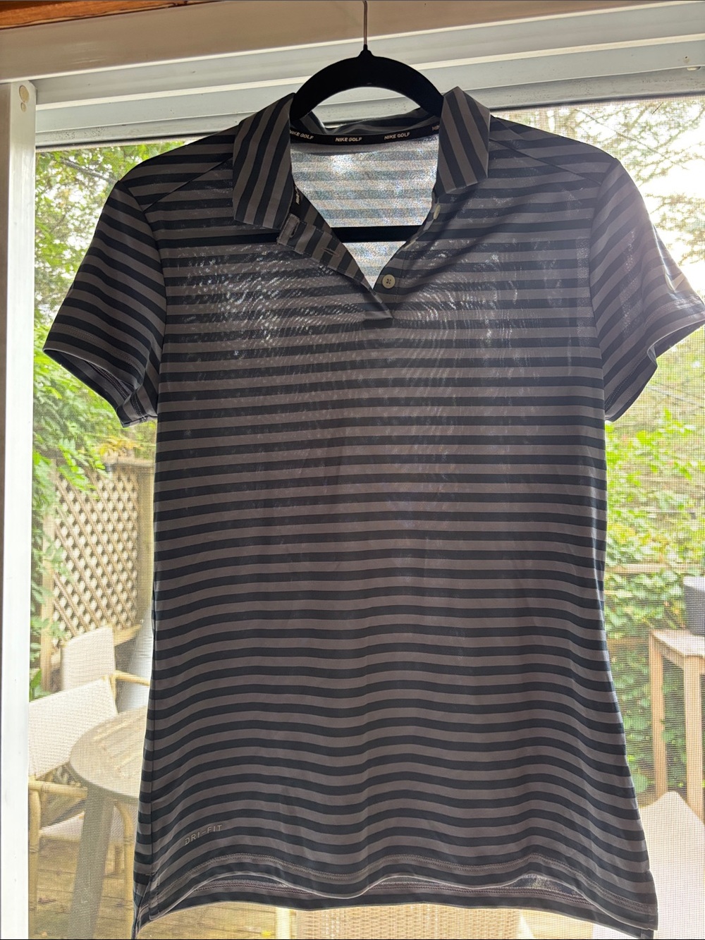 Nike Women's Drifit Navy and Gray Striped Polo Jersey Golf shirt